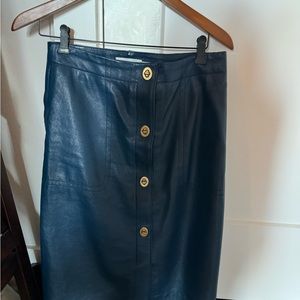 Coach leather blue skirt with signature turnkey hardware